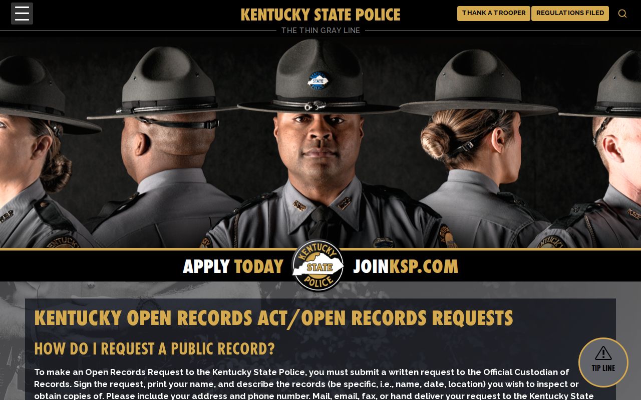 Carroll County arrest records request options from Kentucky State Police
