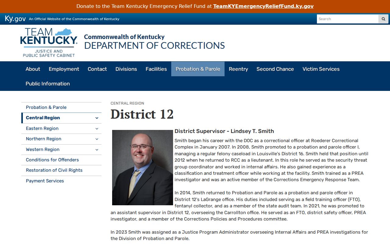 KDOC District 12 Carrollton probation and parole office serving Carroll County criminal cases
