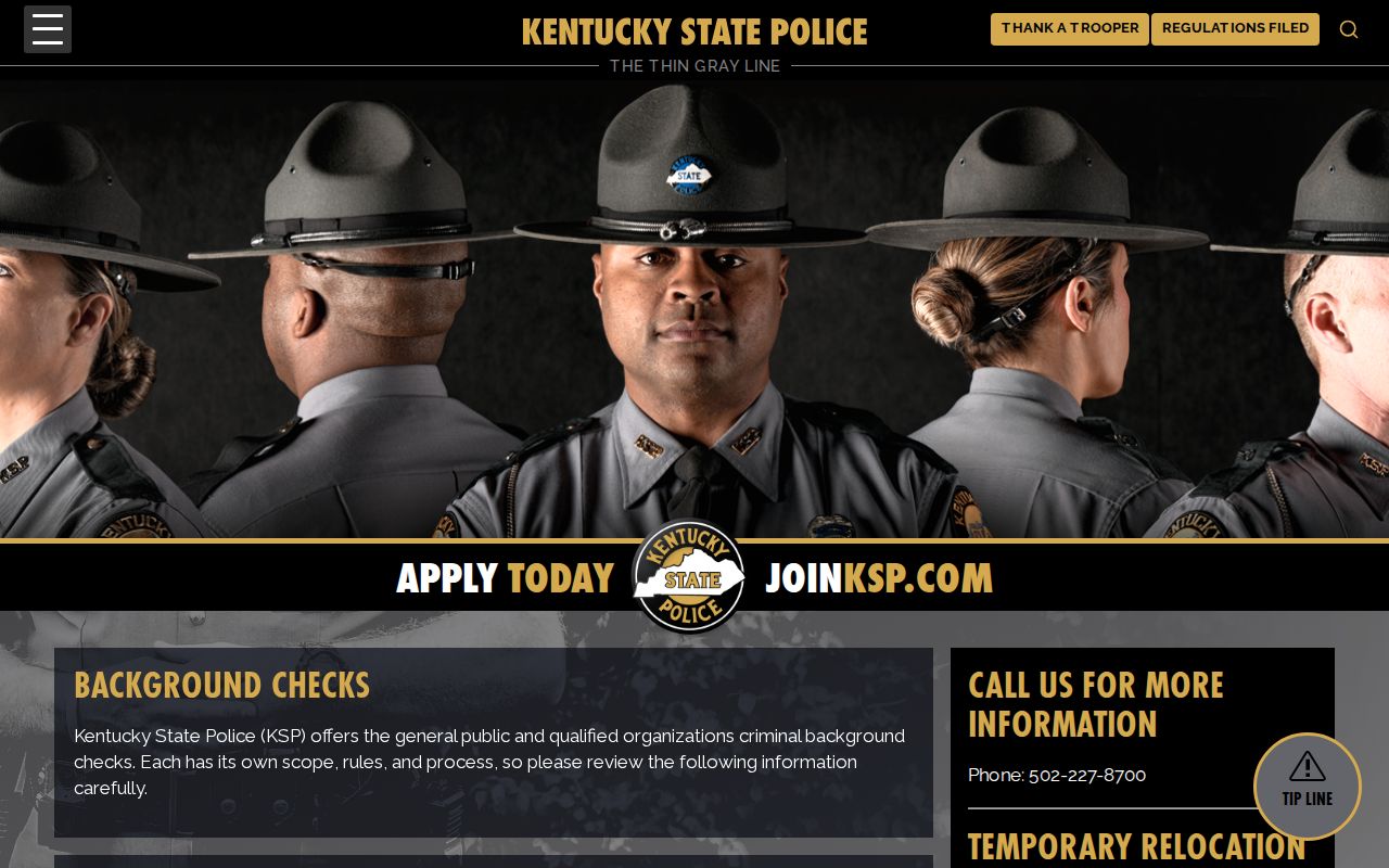 Kentucky State Police background check instructions used for Carroll County criminal history requests