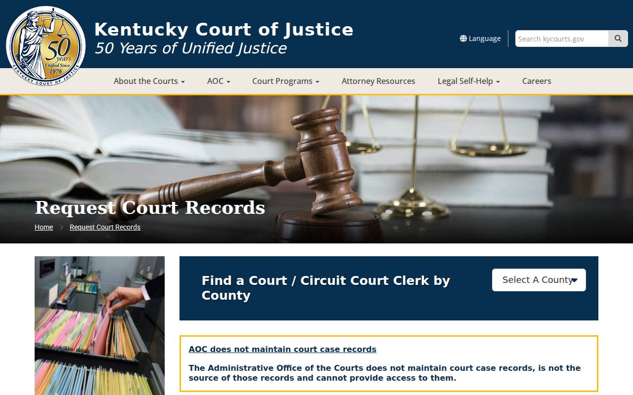 Kentucky Court of Justice instructions for requesting Carroll County court records